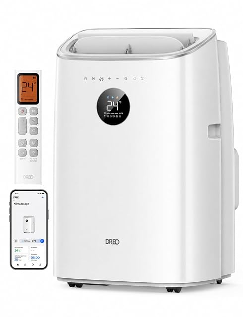 Climatiseur mobile Dreo AC318S avec télécommande magnétique et panneau d'installation de fenêtre