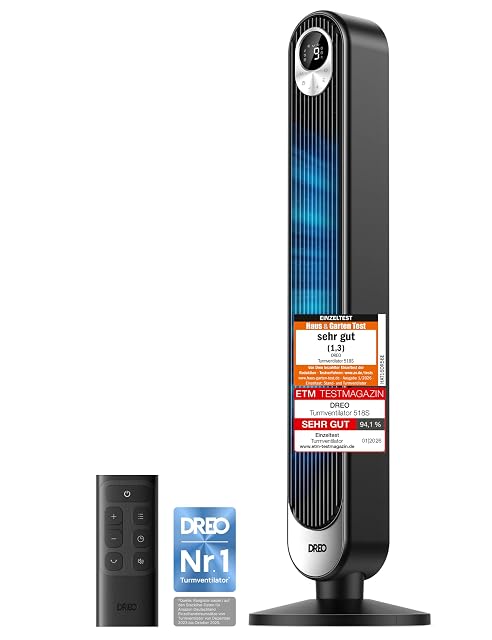 Ventilateur colonne DREO Cruiser Pro T1, noir, sur sa base