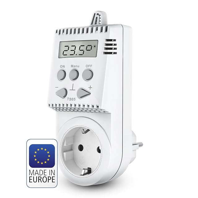 Thermostat de prise enfichable numérique Elektrobock TS05 avec écran LCD