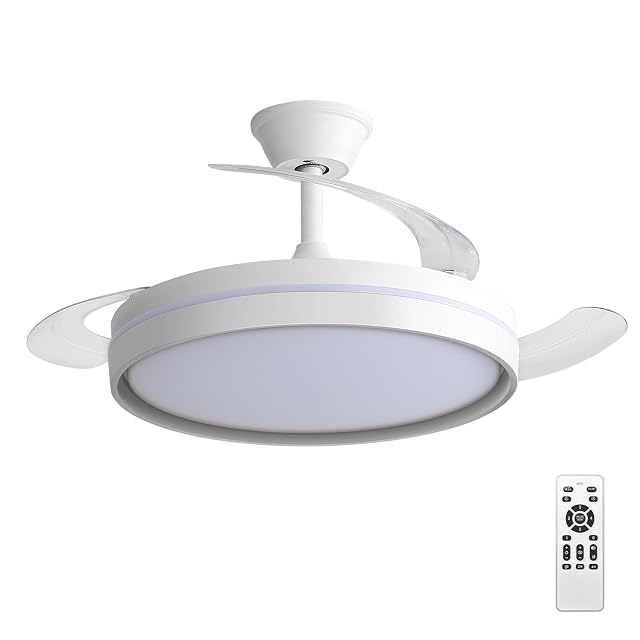 Ventilateur de plafond EXTRASTAR avec pales repliables et éclairage LED intégré