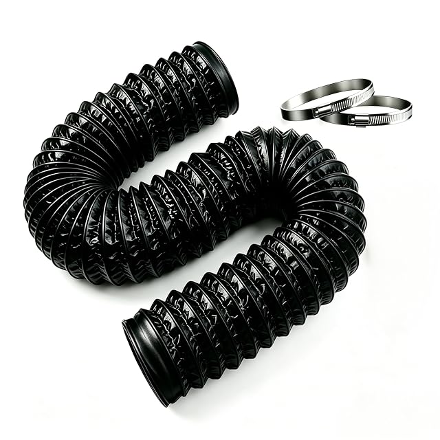 Gaine d'évacuation flexible noire FanGoFast 150 mm étendue à sa pleine longueur
