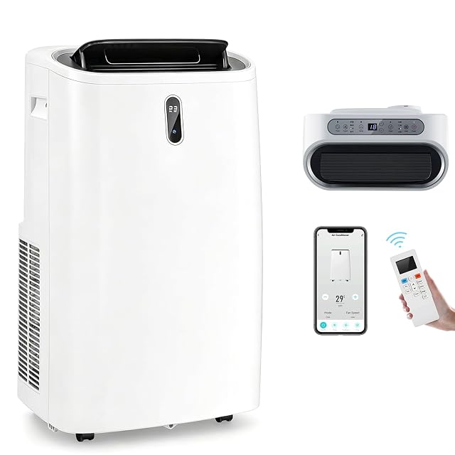 Climatiseur mobile Gymax KU65297IJ 16000 BTU avec télécommande et kit d'évacuation fenêtre