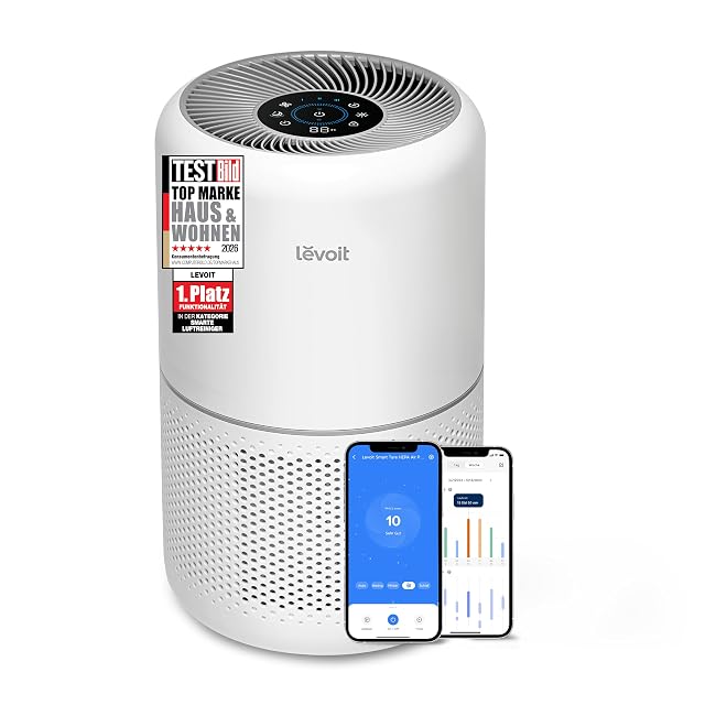 Purificateur d'air Levoit Core 300S avec anneau de capteur laser allumé