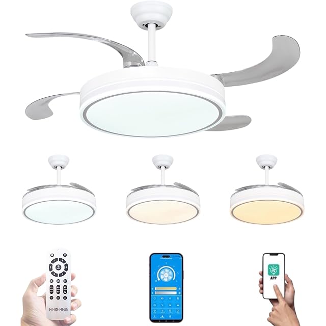 Ventilateur de plafond MiKoMiKa F8808 avec éclairage et pales repliables