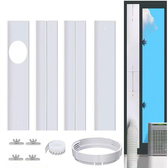 Kit de plaques de fenêtre PVC réglable RIRIDAMAI avec une ouverture de gaine d'évacuation de 150mm