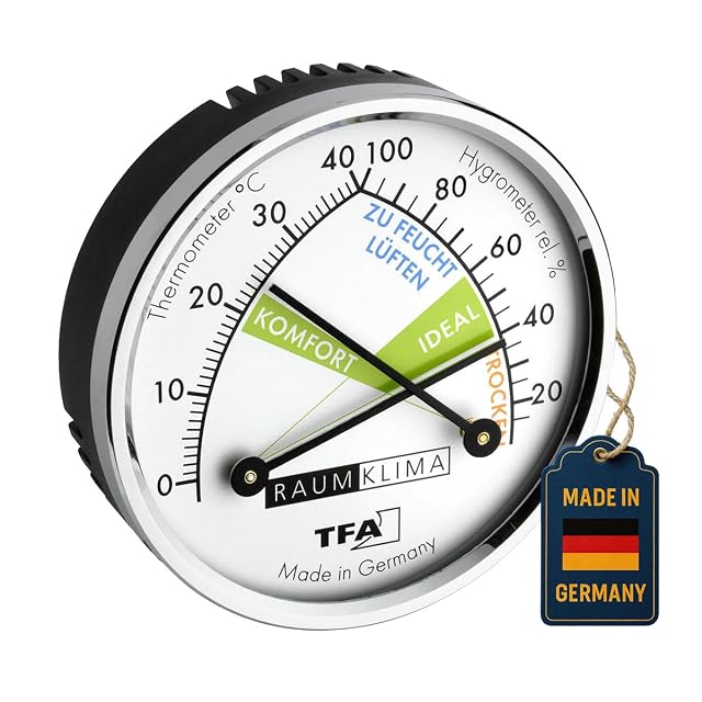 Thermomètre-hygromètre à cadran analogique TFA Dostmann avec anneau métallique
